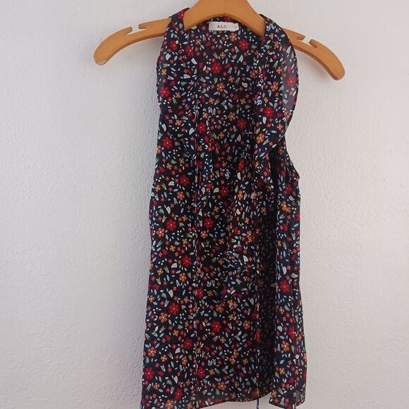 A.L.C printed sleeveless silk blouse size 4 - Picture 1 of 5